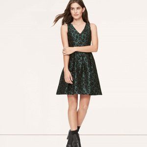 Ann Taylor Loft Leopard Jacquard Flare Dress